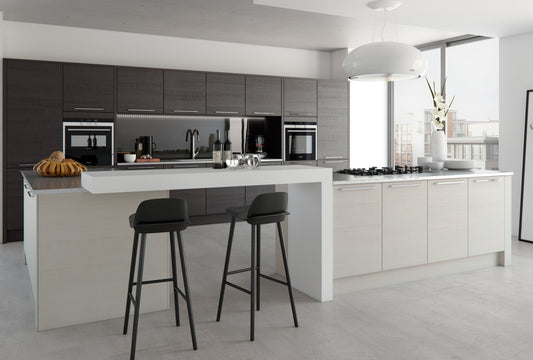 Black Rothnow® laminated finish kitchen cabinet with sleek design, featuring robust construction and modern style for kitchen storage.