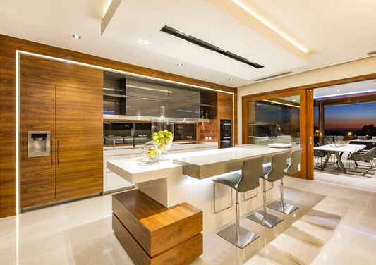 Rothnow® Timber Veneer Finish Kitchen Cabinet RNKC05 with sleek black custom-sized design and modern kitchen cabinetry style.