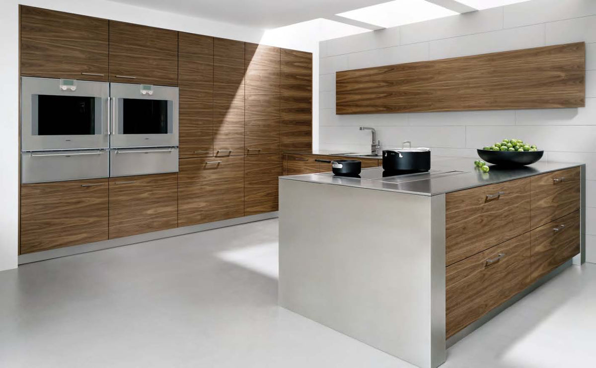 Black Rothnow kitchen cabinet with timber veneer finish, showcasing a modern customized design for kitchen storage.