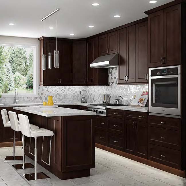 Rothnow solid wood kitchen cabinet with black finish, custom-sized for modern kitchen storage and organization.