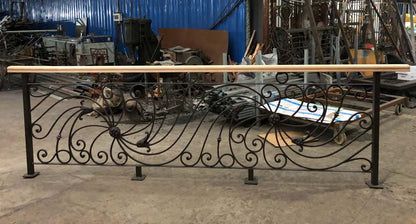 Black Rothnow laser-cutting railing and fence with intricate design, custom-sized for outdoor safety and decorative fencing.