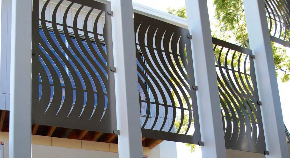 Black Rothnow laser-cutting railing fencing with intricate design, custom size, and sturdy metal construction.