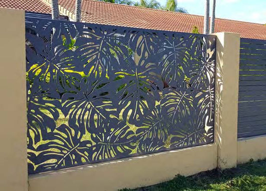 Black Rothnow laser-cutting railing and fence, customized size, decorative metal fencing for outdoor use.