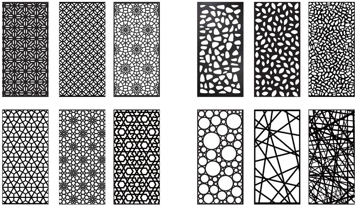 Rothnow® black laser-cutting railing and fence with intricate design, customizable size, for outdoor security and decorative fencing.