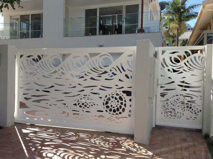 Black Rothnow laser-cutting railing and fence with intricate design, customized size for outdoor security and decorative fencing.