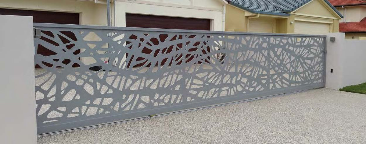 Black Rothnow laser-cutting railing and fence with intricate design, custom-sized for outdoor security and aesthetic enhancement.
