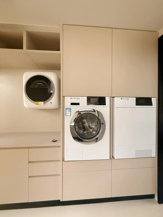 Black Rothnow® Laundry Cabinet RNLC02 with customized size, featuring sleek storage compartments and modern design.