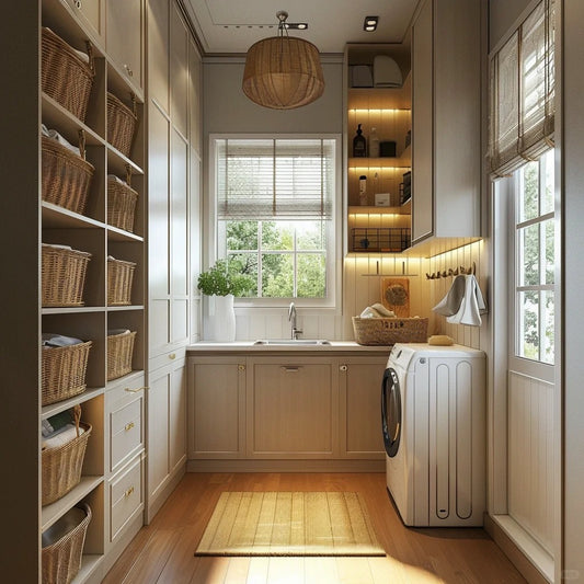 Black Rothnow® Laundry Cabinet RNLC04, customized size, with doors and storage compartments, made of durable material.