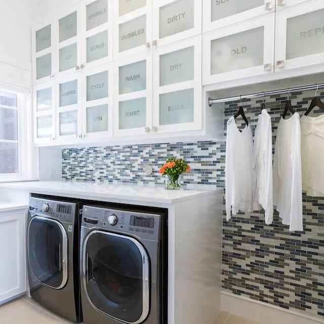 Black Rothnow laundry cabinet RNLC06 with customized size, featuring storage shelves and a sleek design for organized laundry rooms.