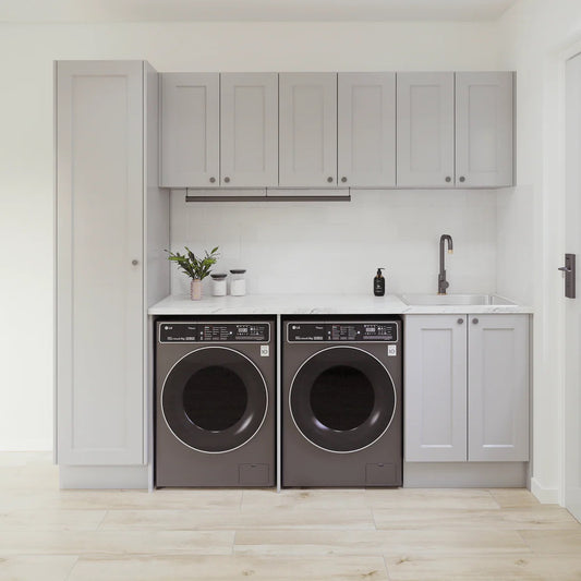 Black Rothnow Laundry Cabinet RNLC06 with customized size, featuring a sleek design and ample storage space for laundry essentials.