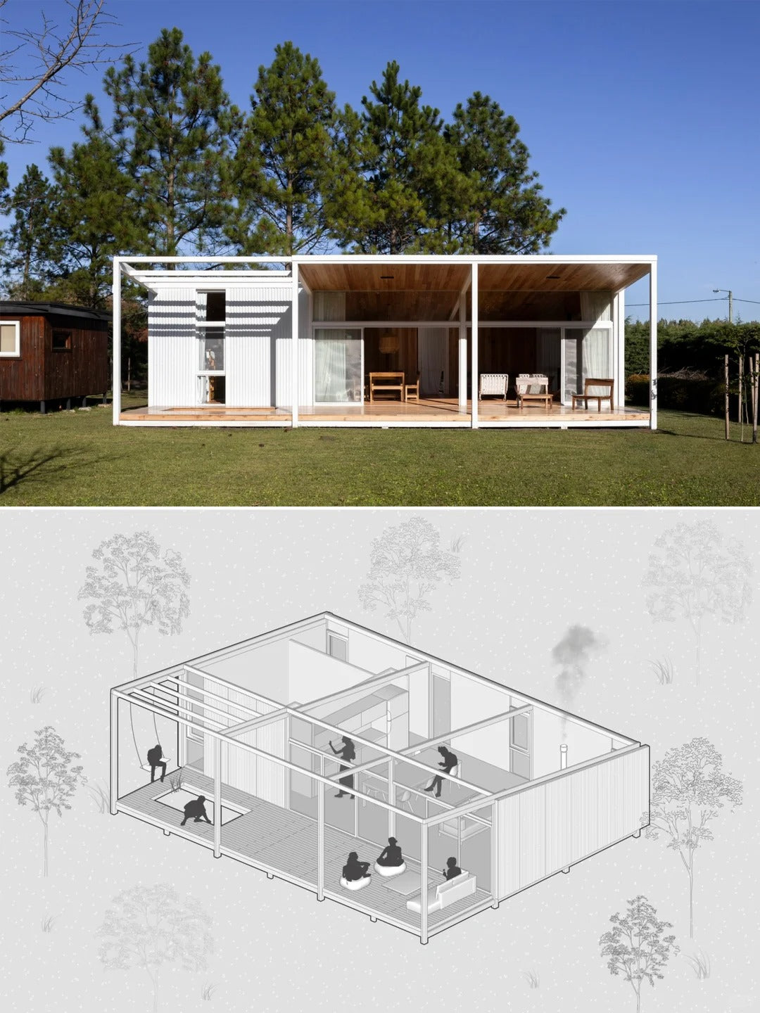 Black Rothnow Prefab House RNPH010 DIY Container Villa made of steel structure, customized size, modern and compact design.