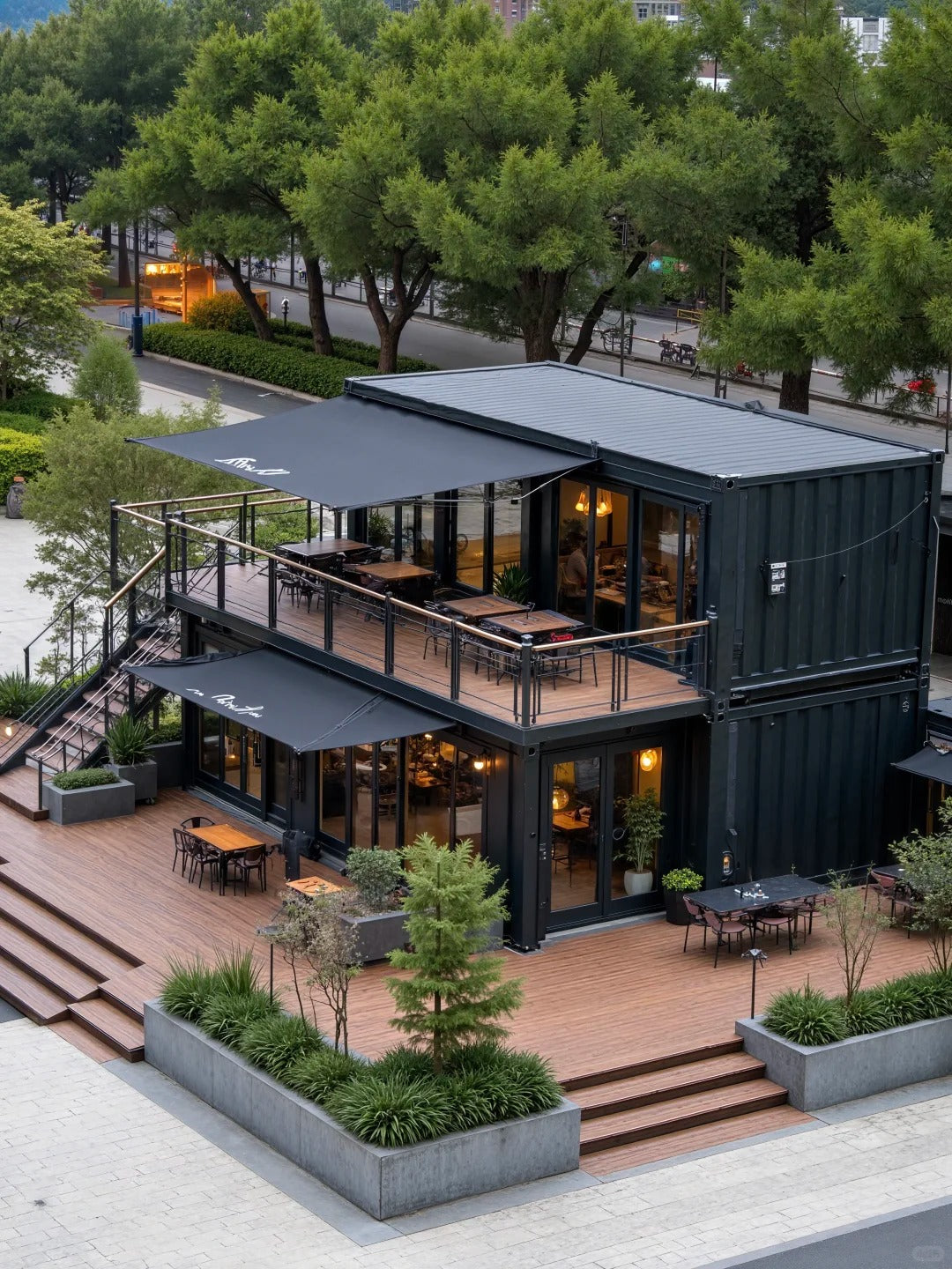 Black Rothnow® prefab container house with steel structure, custom-sized for DIY installation, showcasing modern modular design.