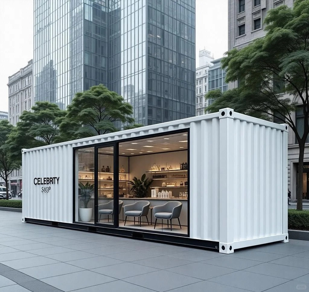 Black Rothnow Prefab House RNPH012 DIY Container Shop made of steel structure, showcasing a customizable steel building for various uses.