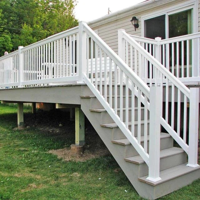 Black Rothnow PVC railing and fence with customizable size, showcasing durable and sleek residential safety and boundary fencing.