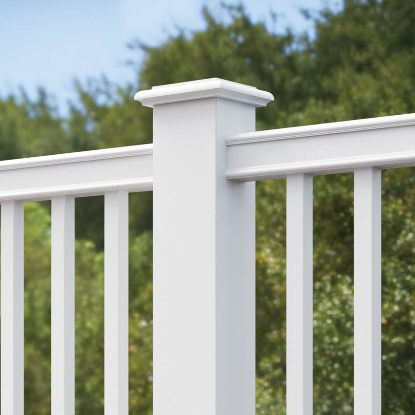 Black Rothnow PVC railing and fence, customizable size, with vertical slats and sturdy design for outdoor safety and privacy.