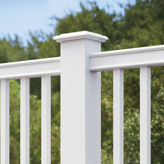Black Rothnow PVC railing and fence, customizable size, with vertical slats and sturdy design for outdoor safety and privacy.
