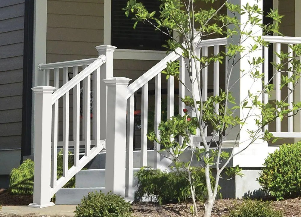 Black Rothnow PVC railing and fence, customized size, with sturdy vertical posts and horizontal top rail, suitable for outdoor fencing.