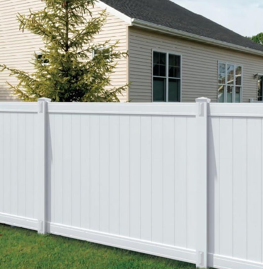 Black Rothnow PVC railing and fence with customizable size, featuring sturdy vertical slats and a sleek, durable design.