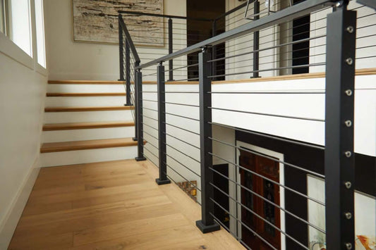 Black Rothnow rod bar balcony railing with customized size, sturdy metal design, suitable for outdoor safety and decorative use.