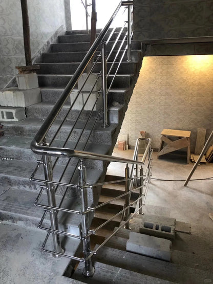 Black Rothnow Rod Bar Railing for staircase, customized size, durable steel handrail with vertical rods for safety and style.