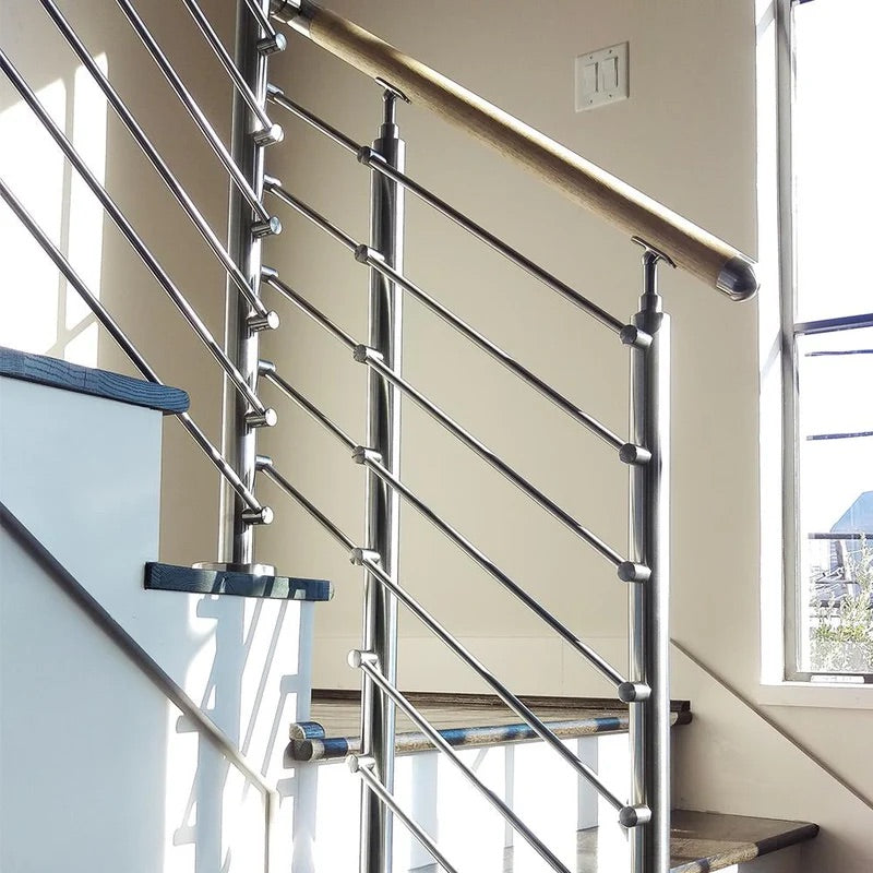 Black Rothnow rod bar staircase railing, customized size, durable metal safety barrier for stairs and balconies.