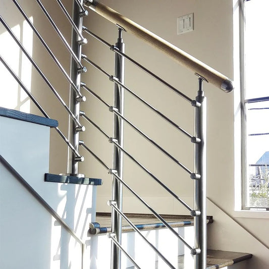 Black Rothnow rod bar staircase railing, customized size, durable metal safety barrier for stairs and balconies.