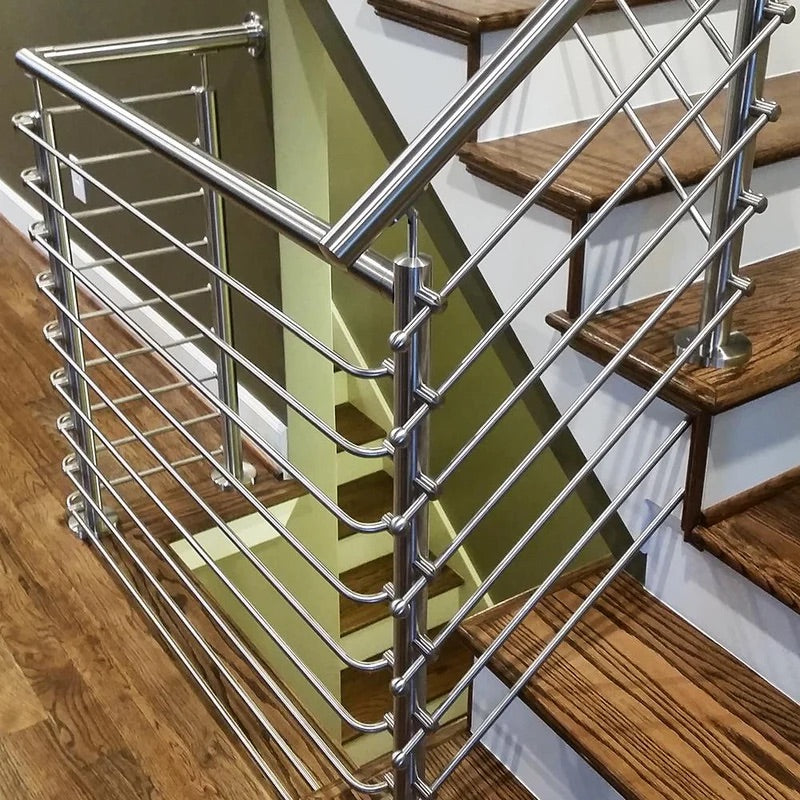 Black Rothnow rod bar staircase railing, customized size, sturdy protective barrier for stairs and indoor safety.