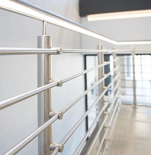 Black Rothnow® Rod Bar Railing RNRR07 for staircase, customized size, durable metal guardrail for interior and exterior use