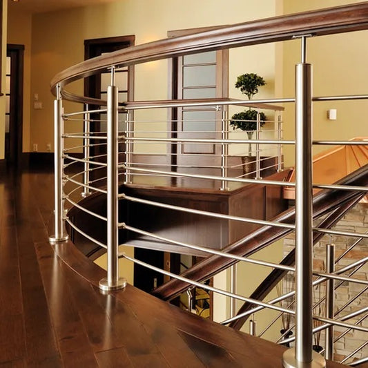 Black Rothnow® Rod Bar Railing for staircase, customized size, durable metal railing with horizontal bars for safety and style.