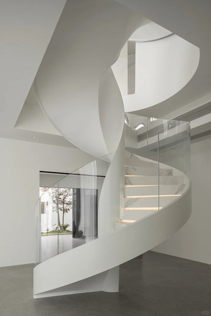 Black Rothnow Spiral Staircase RNSS06 art-style staircase with custom size, featuring elegant metal design and central support pole.