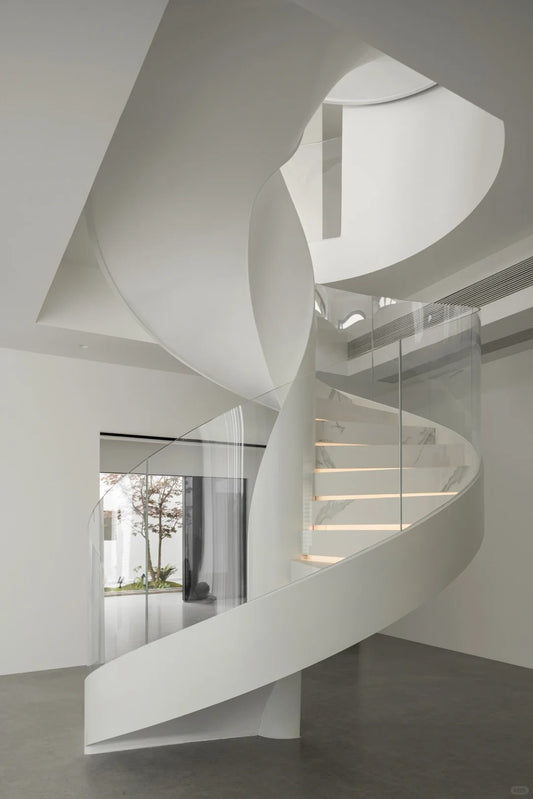 Black Rothnow Spiral Staircase RNSS06 art-style staircase with custom size, featuring elegant metal design and central support pole.