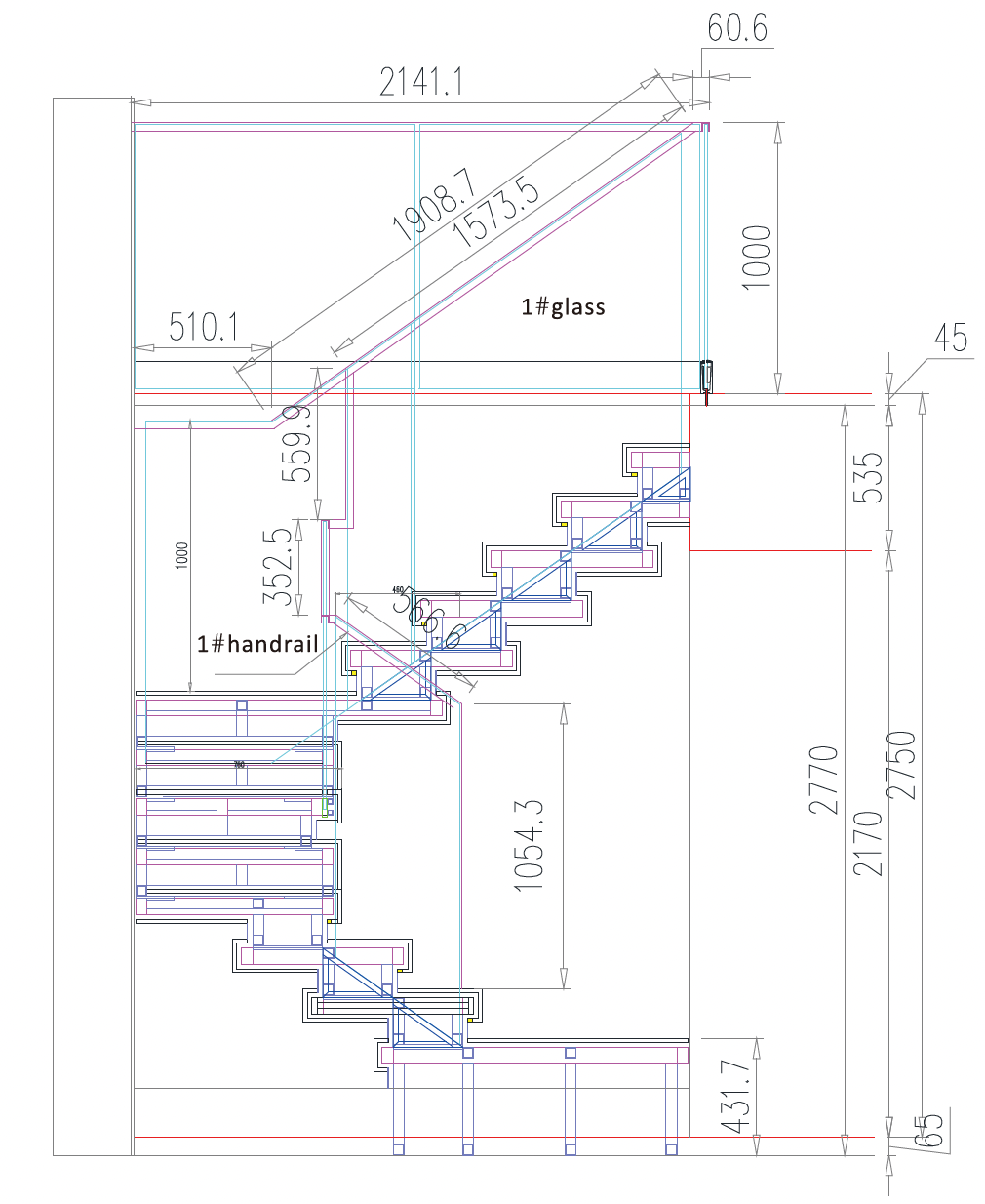 Black Rothnow straight staircase with custom size, featuring sturdy stone steps and sleek modern design for interior use.