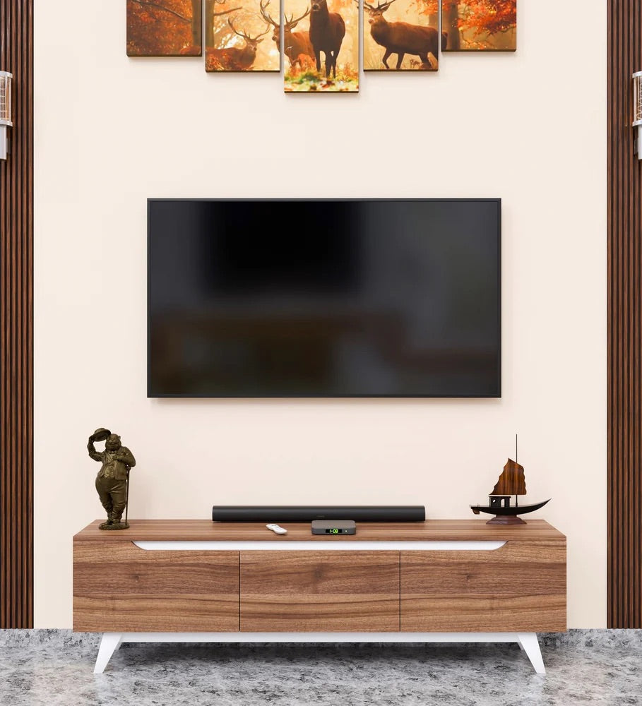 Black Rothnow TV stand RNTC01 with custom size, sleek TV cabinet for modern living rooms, featuring a minimalist design.