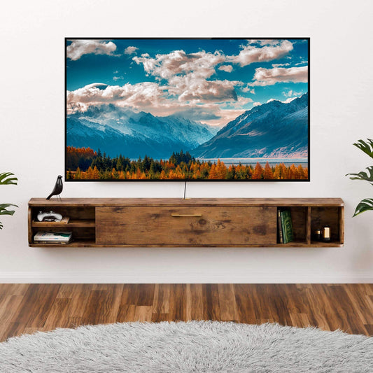 Black Rothnow TV stand RNTC01 TV cabinet with sleek design and custom size, perfect for modern living rooms.