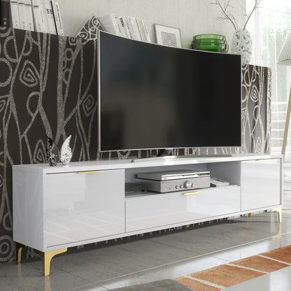 Black Rothnow TV stand RNTC02 TV cabinet with customizable size and modern design, suitable for living room entertainment setup.
