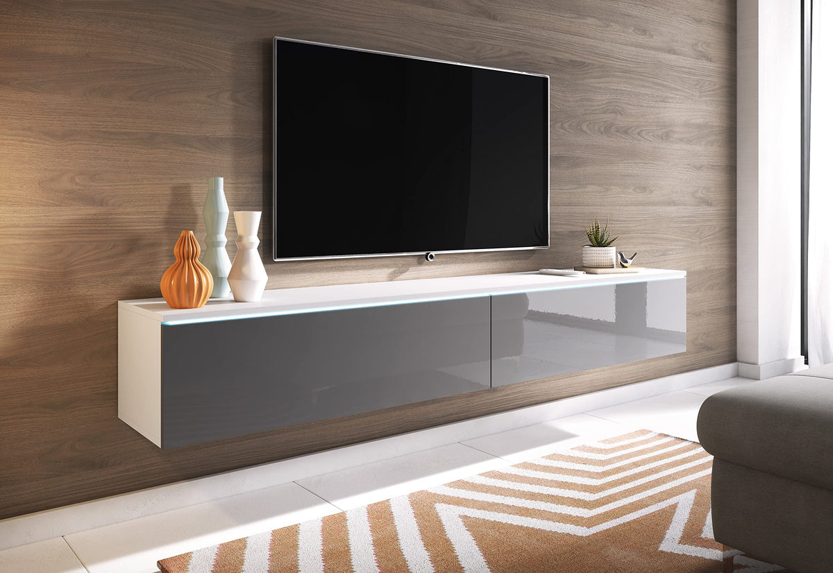 Black Rothnow TV stand RNTC04 TV cabinet with customizable size, featuring a sleek and modern design for home entertainment.