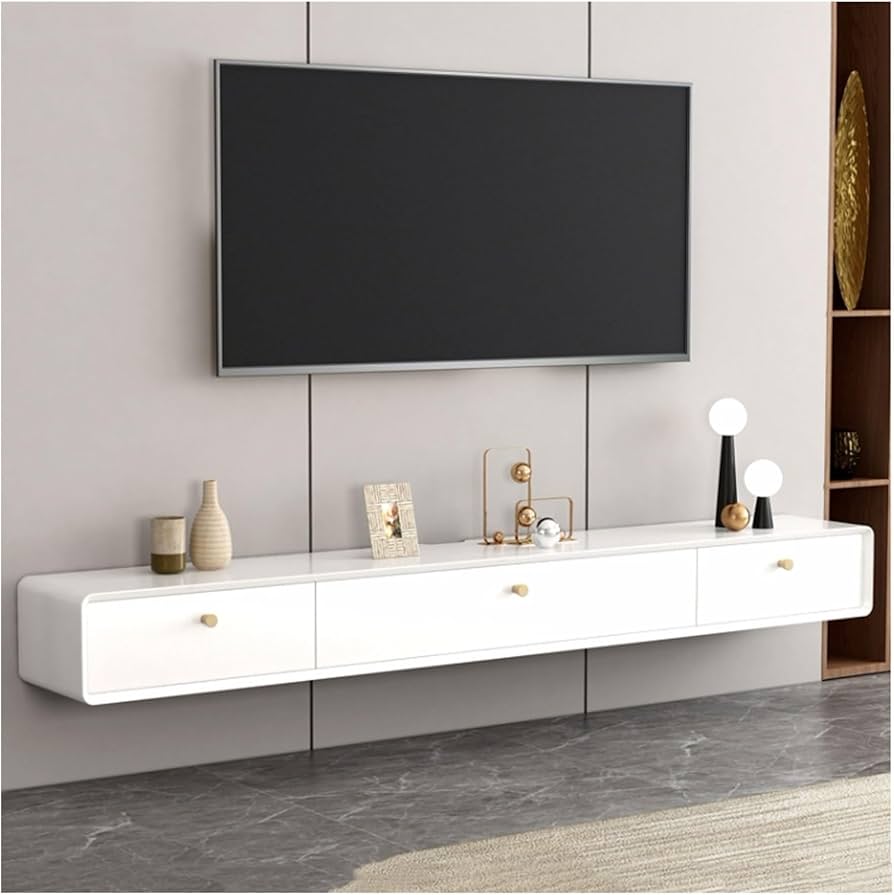 Rothnow® TV stand RNTC04 in black with a custom size, featuring a sleek TV cabinet design and protective railing.