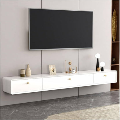 Rothnow® TV stand RNTC04 in black with a custom size, featuring a sleek TV cabinet design and protective railing.