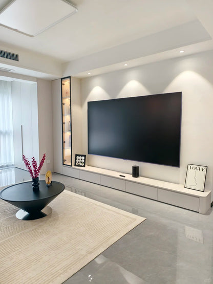 Black Rothnow TV stand RNTC07 TV cabinet with sleek design and customizable size, ideal for modern home entertainment setups.