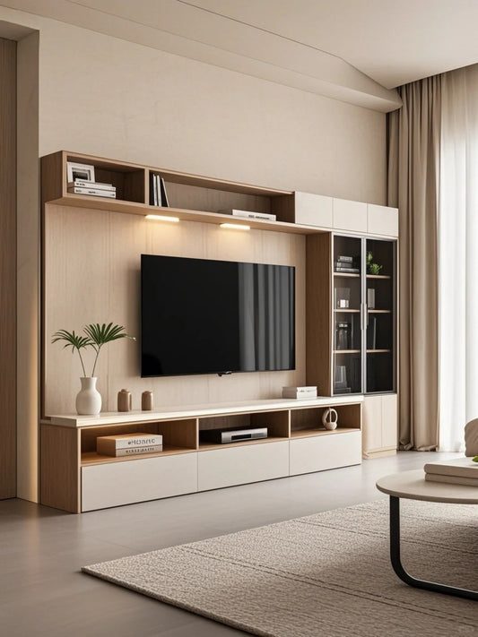 Black Rothnow TV stand RNTC08 TV cabinet with sleek design, suitable for modern living rooms and media setups.