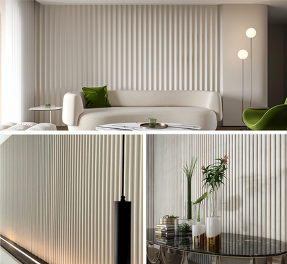 Rothnow® wall panel made of bamboo fiber board with a waved design, customized size, black color for modern interior decor.