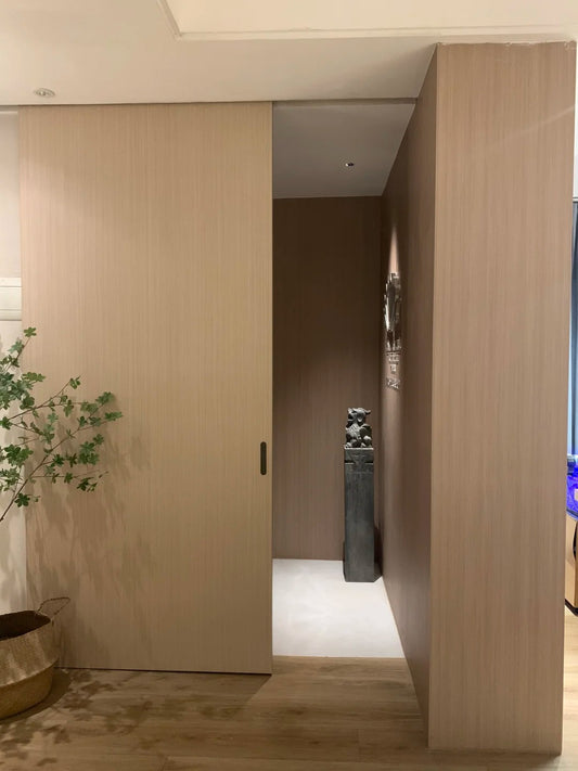 Black Rothnow® wall panel made of bamboo fiber board, customized size, showcasing modern interior wall decor design.