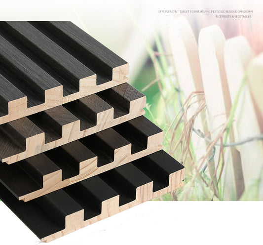 Rothnow® Solid Wood Wall Panel RNSW02, customized black wall panel for interior wall decoration, natural wood grain texture.