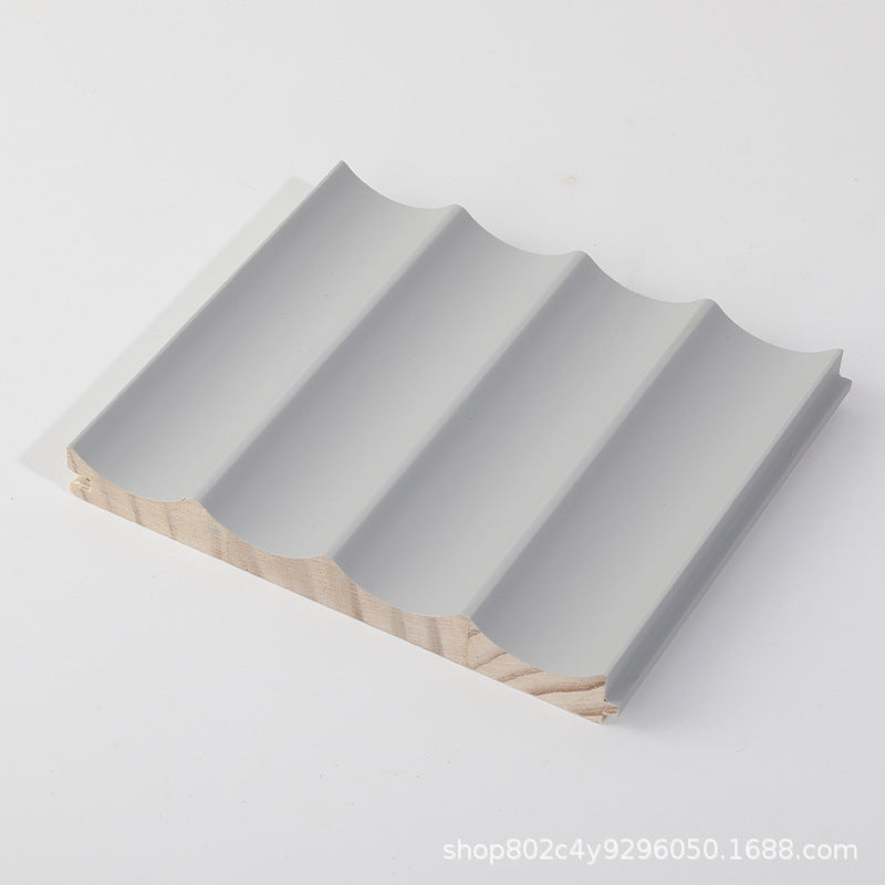 Rothnow® wall panel RNSW04 solid wood waved wall panel in black, showcasing a textured, wavy design for interior decor.