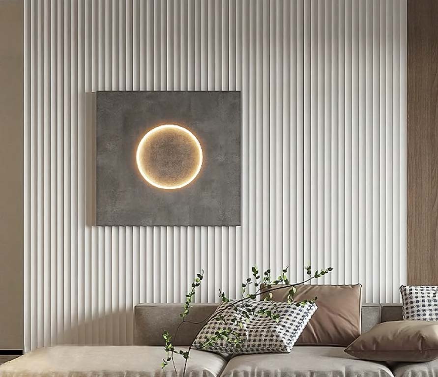 Black Rothnow® solid wood waved wall panel, custom-sized decorative wall panel for interior design.