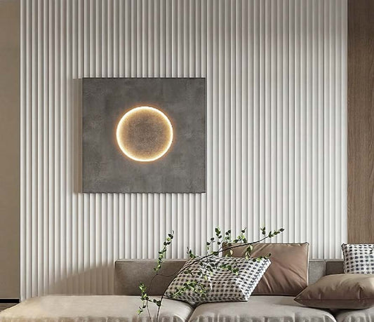 Black Rothnow® solid wood waved wall panel, custom-sized decorative wall panel for interior design.