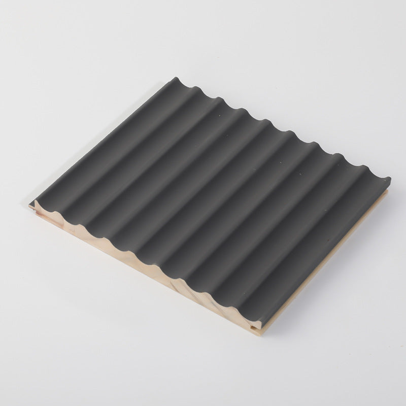 Rothnow® Wall Panel RNSW06 solid wood waved panel, customizable size, black finish, decorative interior wall decor