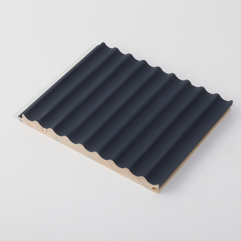 Rothnow® Wall Panel RNSW06 solid wood waved panel in black, showcasing a customized size and textured wave design for interior decor.