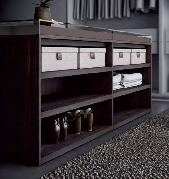 Black Rothnow Wardrobe RNW10 walk-in closet with custom-sized metal railing for organized storage and modern design.