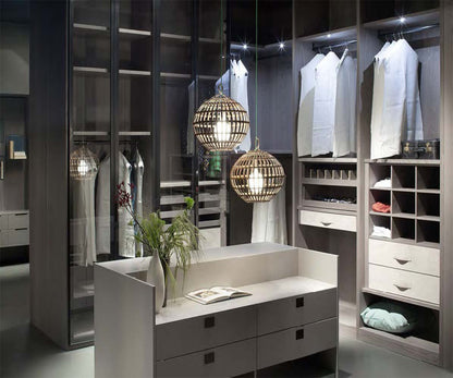 Black Rothnow Wardrobe-RNW10 walk-in closet with customizable size and protective railing, designed for organized storage.